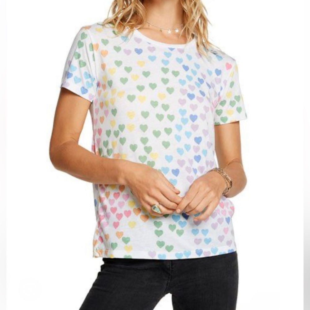 NWT Chaser Rainbow Heart Printed Tee